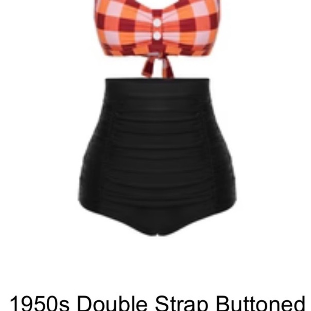 Classic Checkered and Black High-Waisted Bikini